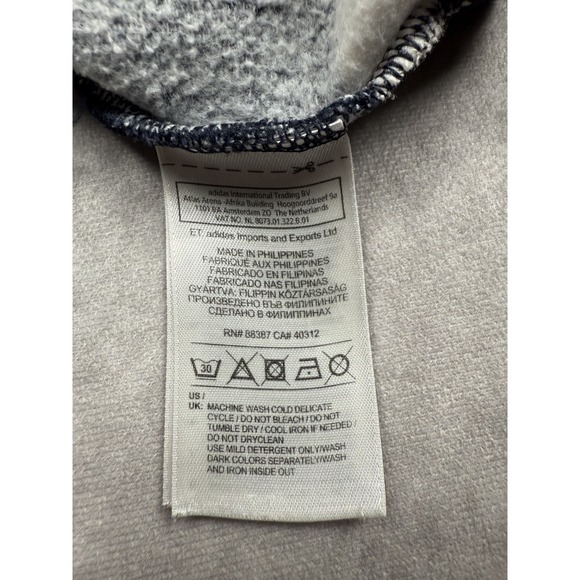 VTG Adidas Hoodie Womens Large Navy White Striped Trefoil Logo Sweatshirt - Picture 11 of 16